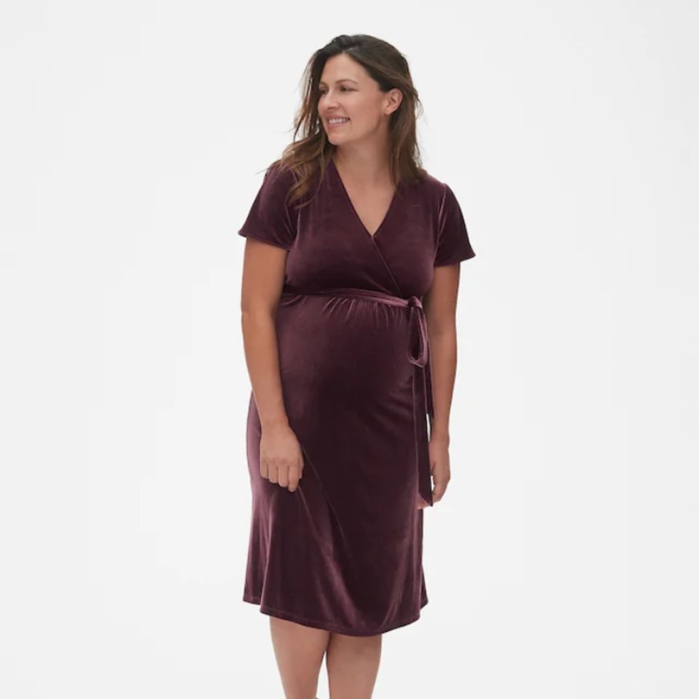Gap Maternity Velvet Faux-Wrap Dress